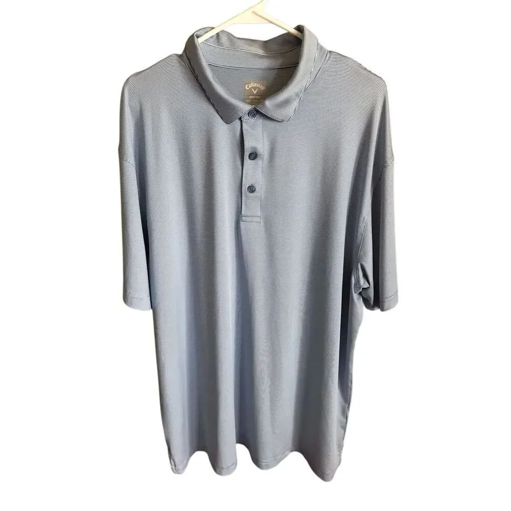 Callaway opti dry golf polo shirt Size XXL blue striped short sl athletic